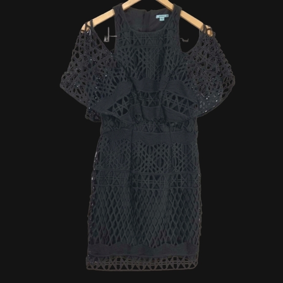 KOOKAI Crown Lace Black Cold Shoulder Mini Dress - Picture 11 of 16